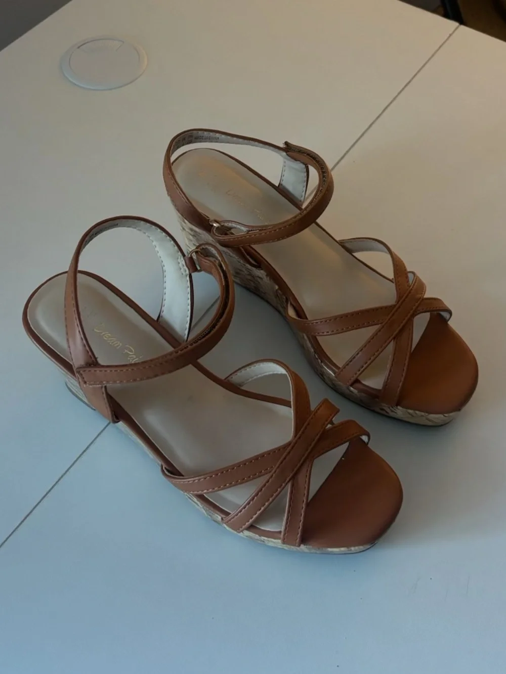 Big Girl Wedge Sandals in Tan